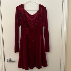 Red velvet sparkly dress